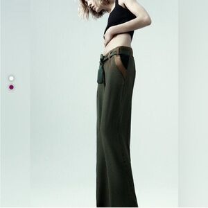 ZARA STUDIO LIMITED EDITION FLOWY PANTS DARK GREEN